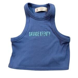 Savage X Fenty Blue Ribbed Crop Top size small In